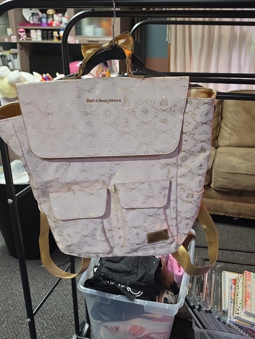 Bath & Body Works Pink Gold Accent Princess Backpack Tote